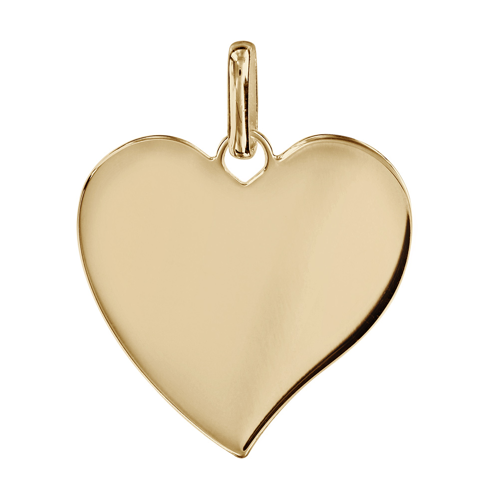Pendentif en plaqué or coeur à graver grand modèle 25mm X 25mm - plaque fine