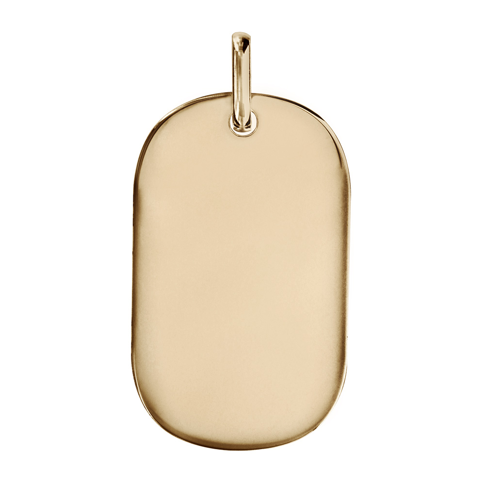 Pendentif en plaqué or plaque G.I. arrondie à graver - dimensions 33mm X 21mm - plaque fine