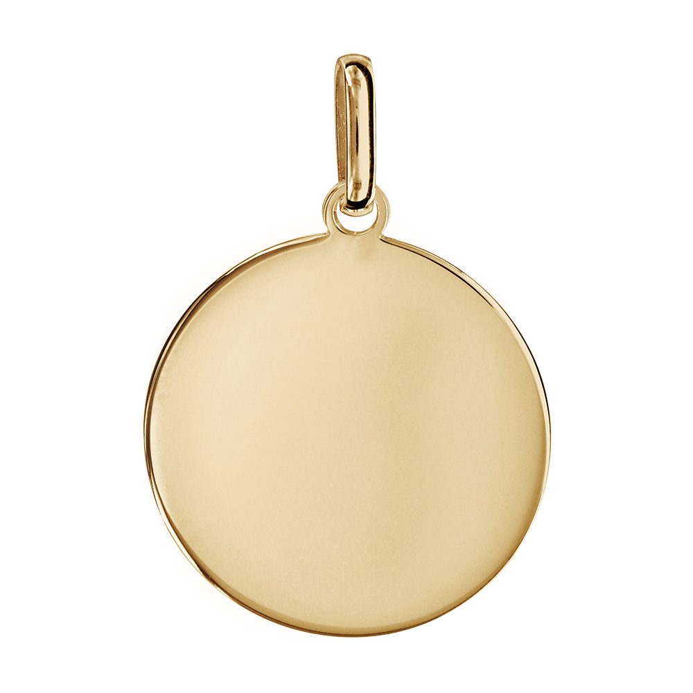 Pendentif en plaqué or médaille à graver grand modèle diamètre 24mm - plaque fine