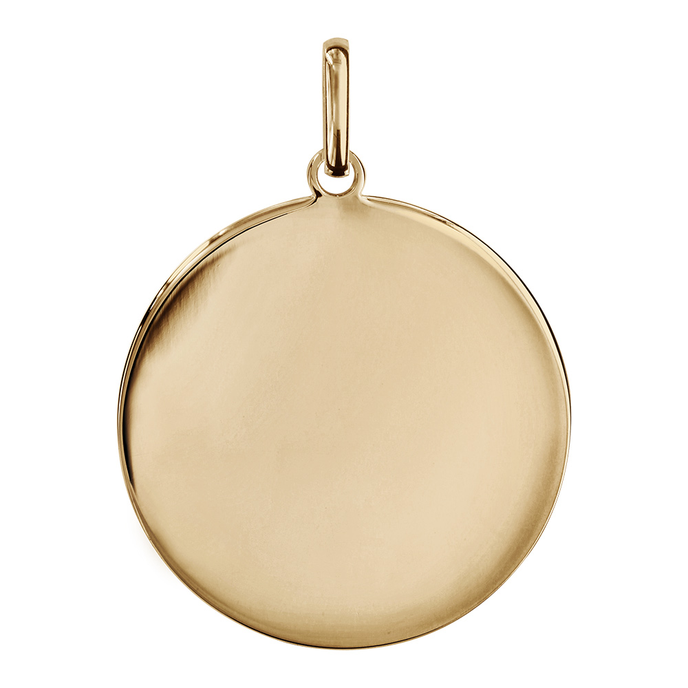 Pendentif en plaqué or médaille à graver très grand modèle diamètre 30mm - plaque fine