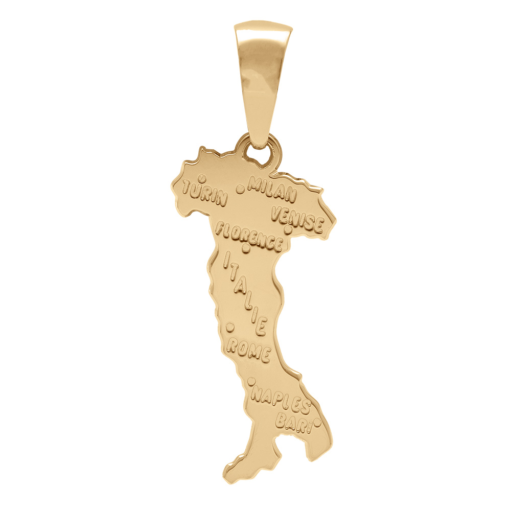 Pendentif en plaqué or carte d'Italie grand modèle