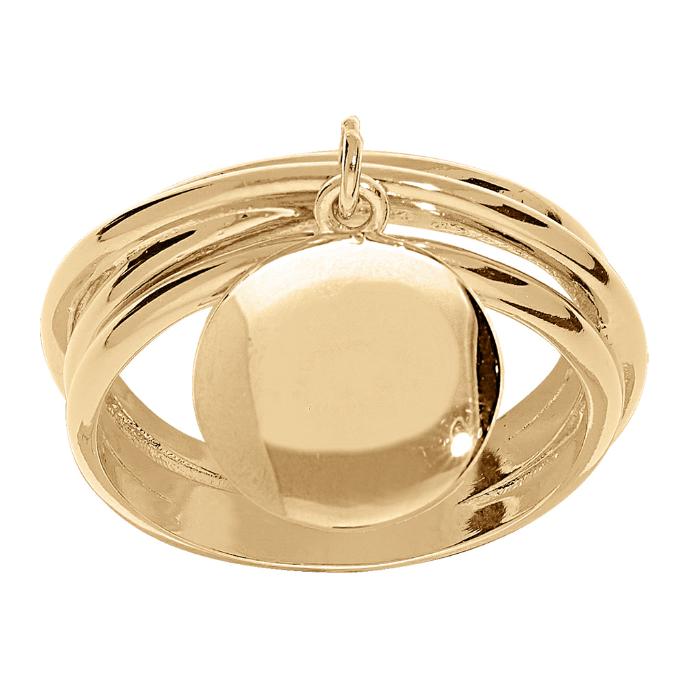 Bague plaqué or multi anneaux avec pampille lisse à graver (uniquement le verso)