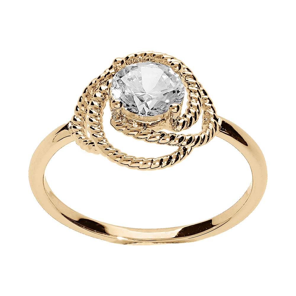 Bague en plaqué or motif  noeud d'amour avec oxyde blanc