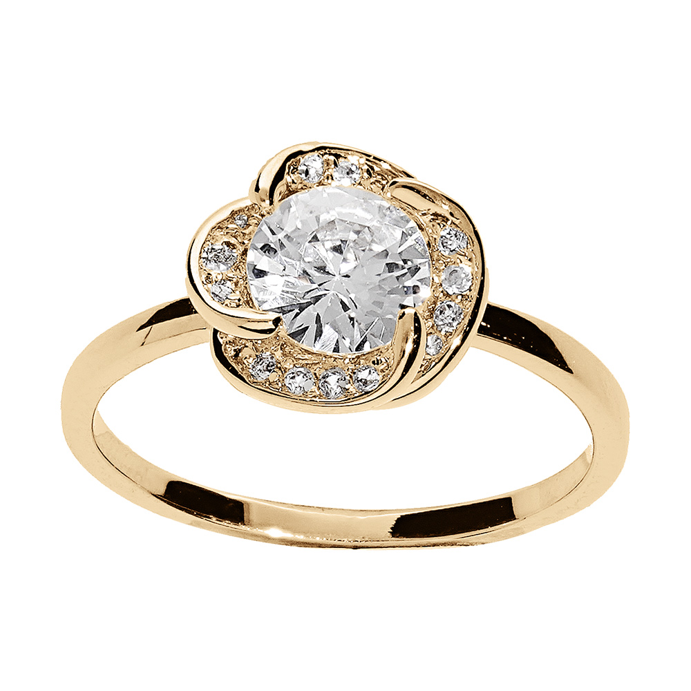 Bague en plaqué or noeud d'amour d'oxydes blancs