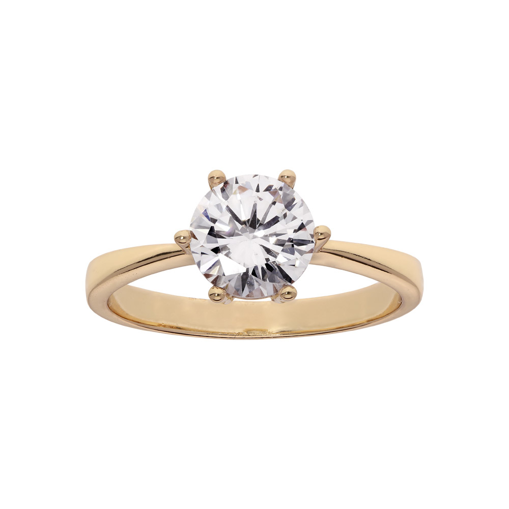Bague en plaqué or grande taille solitaire 6 griffes