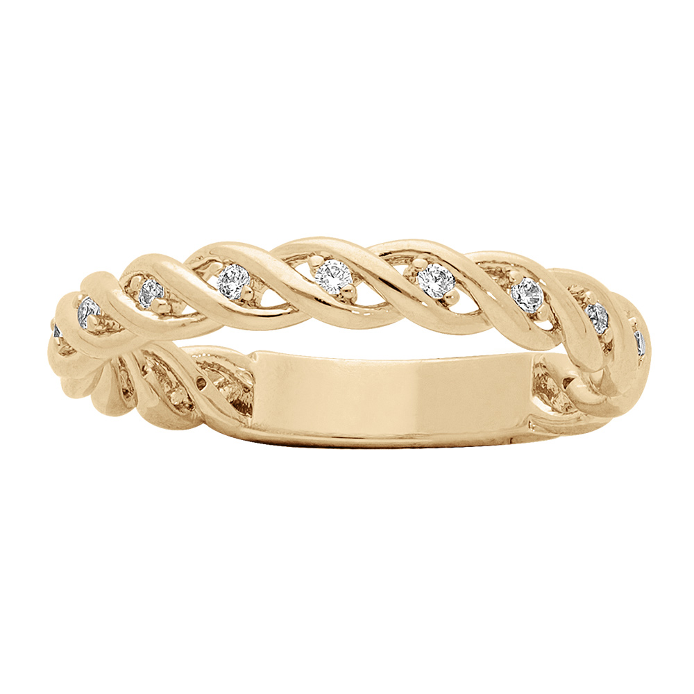 Bague en plaqué or style alliance brins croisés avec oxydes blancs sertis Bague en plaqué or style alliance brins croisés avec oxydes blancs sertis