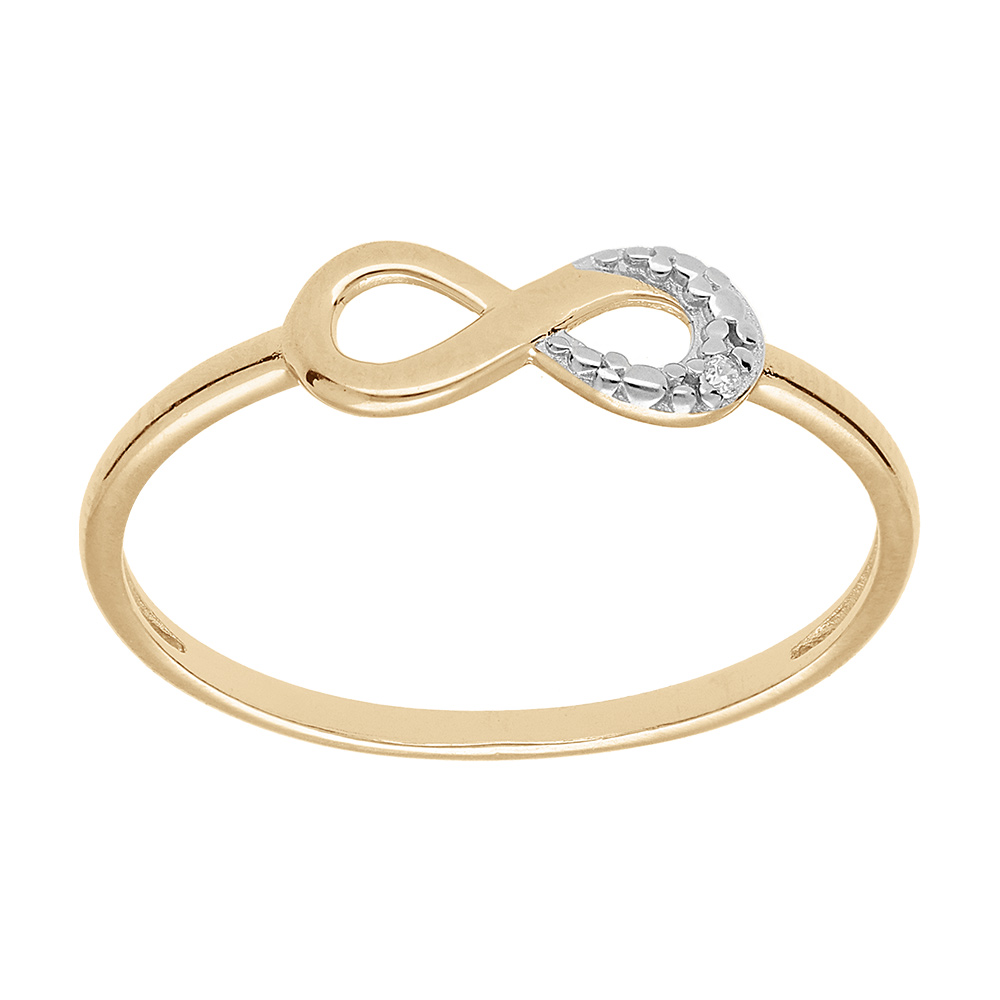 Bague en plaqué or avec infini et oxydes blancs sertis