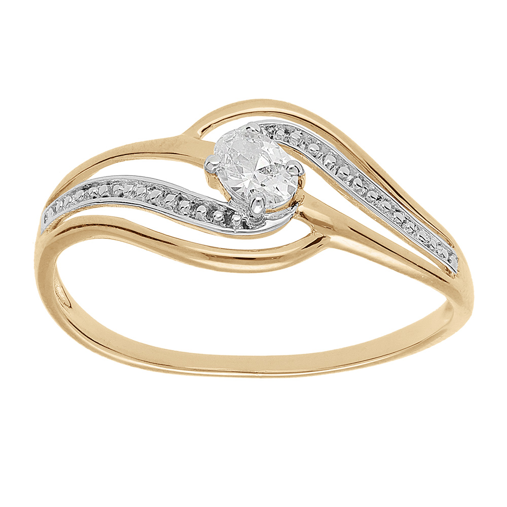 Bague en plaqué or avec volute d'oxydes blancs sertis Bague en plaqué or avec volute d'oxydes blancs sertis
