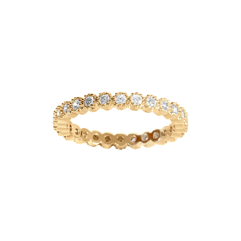 Bague en plaqué or alliance avec oxydes blancs