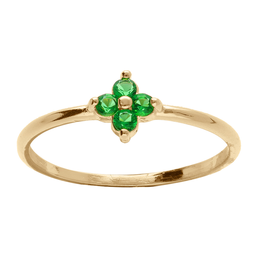 Bague en plaqué or fleur d'oxydes verts