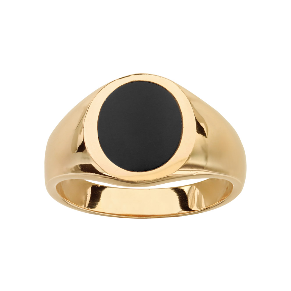 Chevalière en plaqué or plateau ovale en onyx synthétique 11 X 9mm Chevalière en plaqué or plateau ovale en onyx synthétique 11 X 9mm