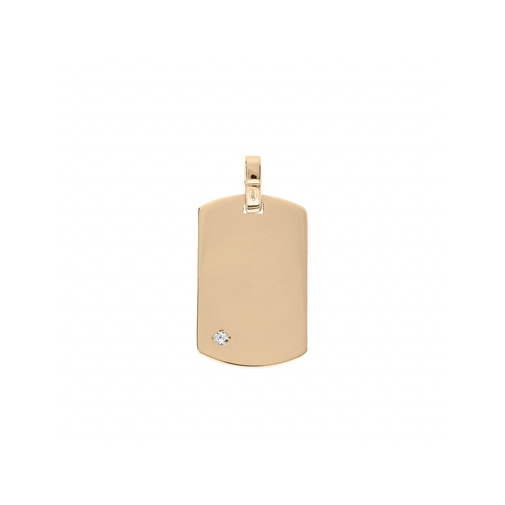 Pendentif en plaqué or plaque G.I 20*11mm à graver avec oxyde blanc serti