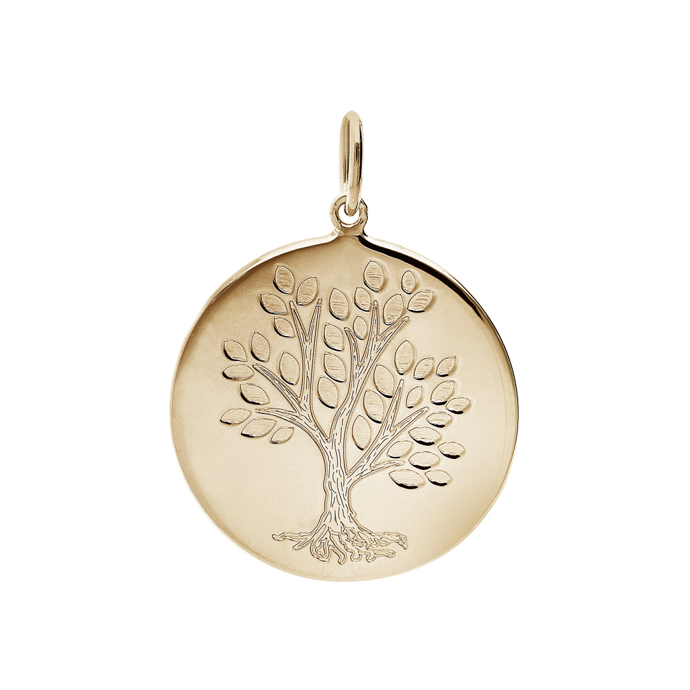 Pendentif en plaqué or médaille avec motif arbre de vie 20mm Pendentif en plaqué or médaille avec motif arbre de vie 20mm