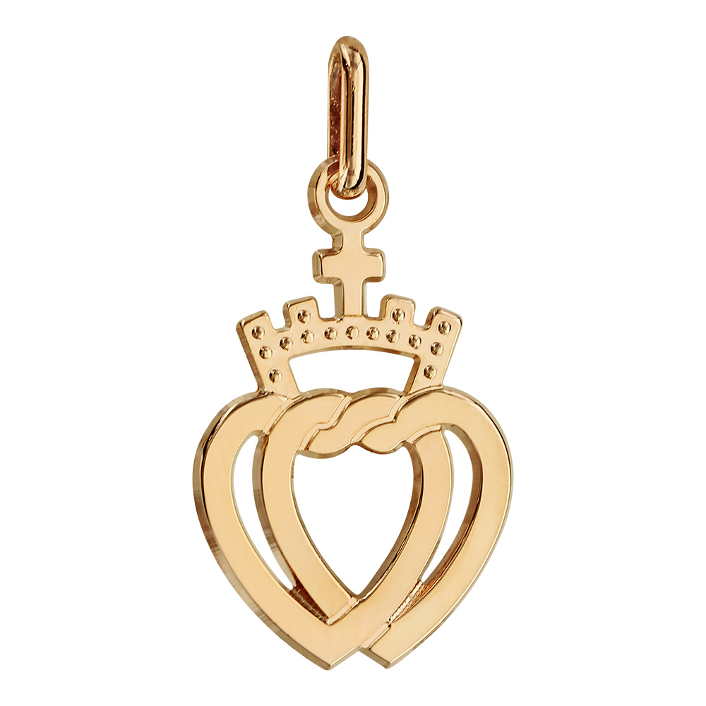 Pendentif en plaqué or logo symbole de la Vendée, coeur vendéen