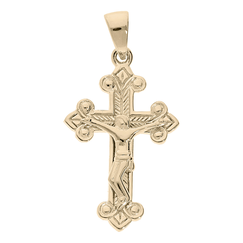 Pendentif en plaqué or croix Occitane type croix ancienne motifs épis et Jésus Christ sur la croix