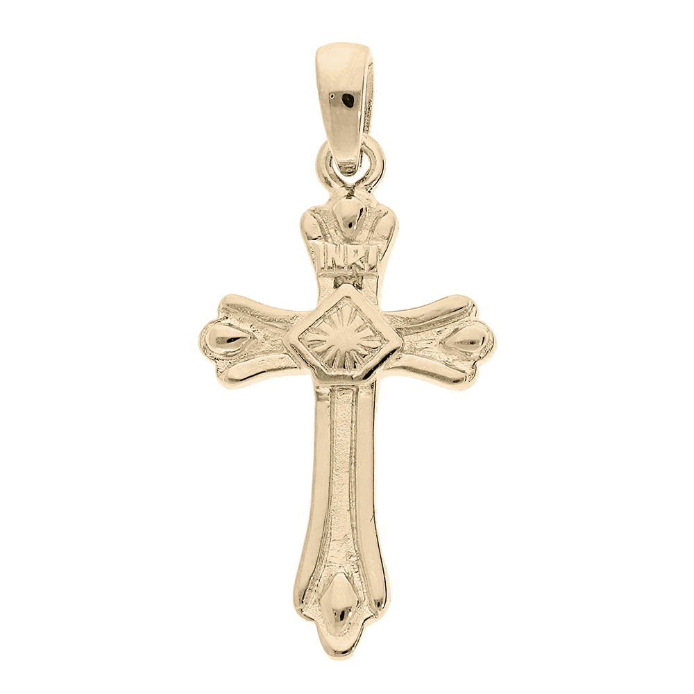 Pendentif en plaqué or croix Occitane creusée au centre et motifs aux extrémités