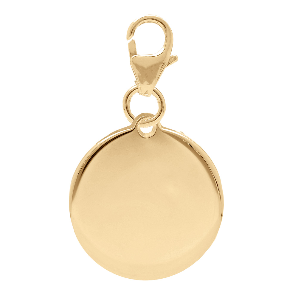 Pendentif en plaqué or médaille à graver sur mousqueton - plaque fine