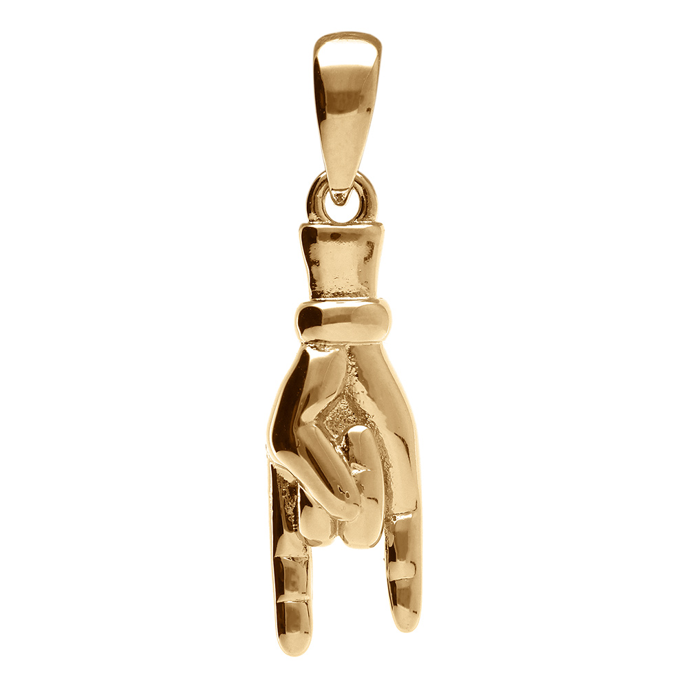 Pendentif en plaqué or main porte bonheur italien