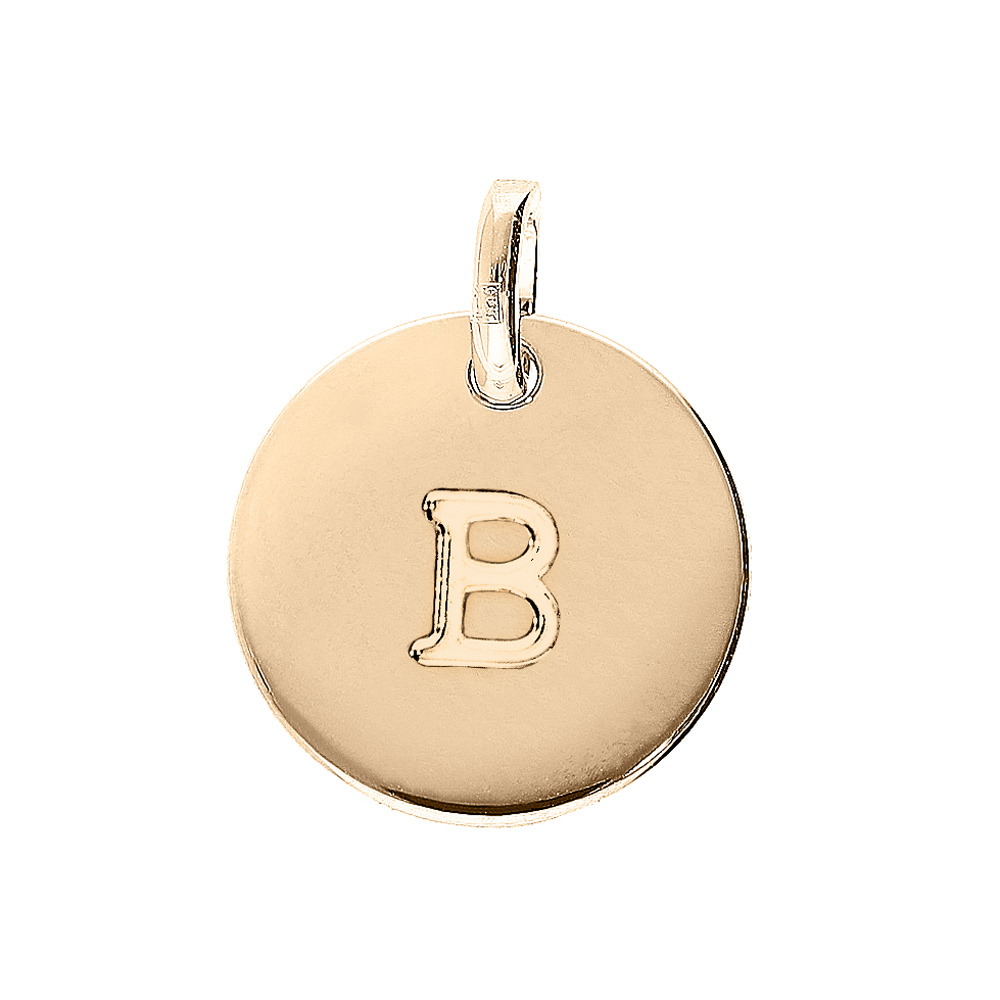 Pendentif en plaqué or médaille 12mm gravure lettre alphabet "B" Pendentif en plaqué or médaille 12mm gravure lettre alphabet "B"