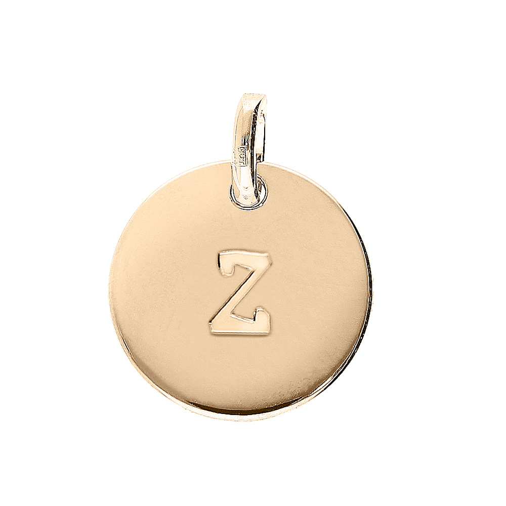 Pendentif en plaqué or médaille 12mm gravure lettre alphabet "Z" Pendentif en plaqué or médaille 12mm gravure lettre alphabet "Z"