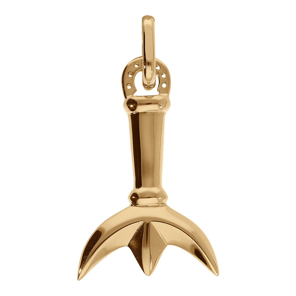 Pendentif en plaqué or platiné grand modèle trident Camarguais et fer à cheval - Symbole de la Camargue