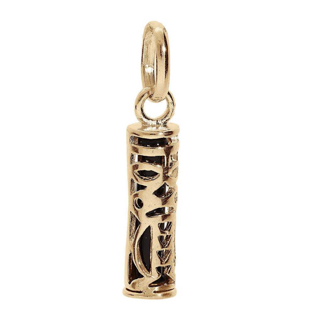 Pendentif en plaqué or Tiki 13mm tendresse amour fond noir