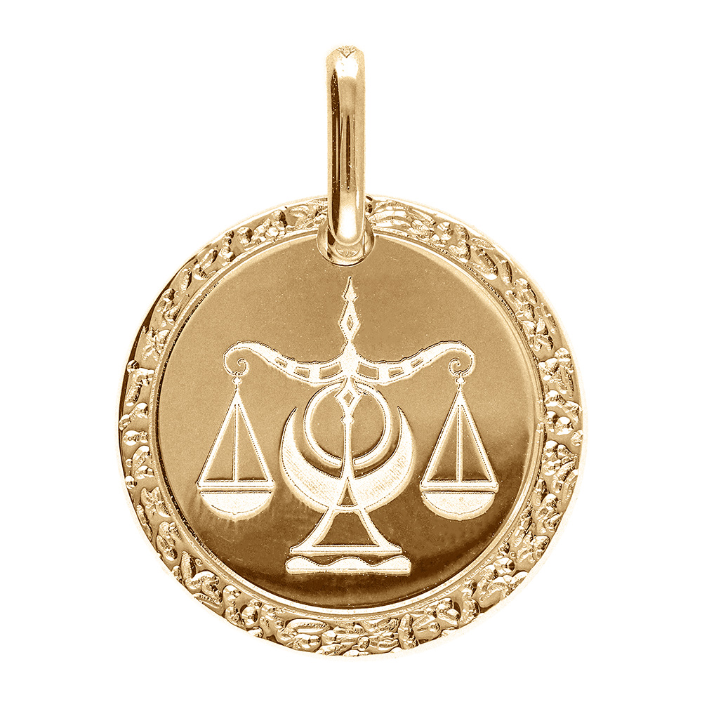 Pendentif en plaqué or médaille 15mm zodiaque balance Pendentif en plaqué or médaille 15mm zodiaque balance