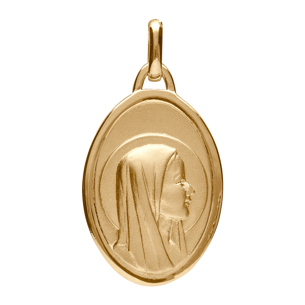 Pendentif médaille en plaqué or ovale vierge Marie