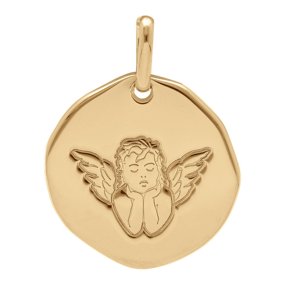 Pendentif en plaqué or galet 18mm motif Ange