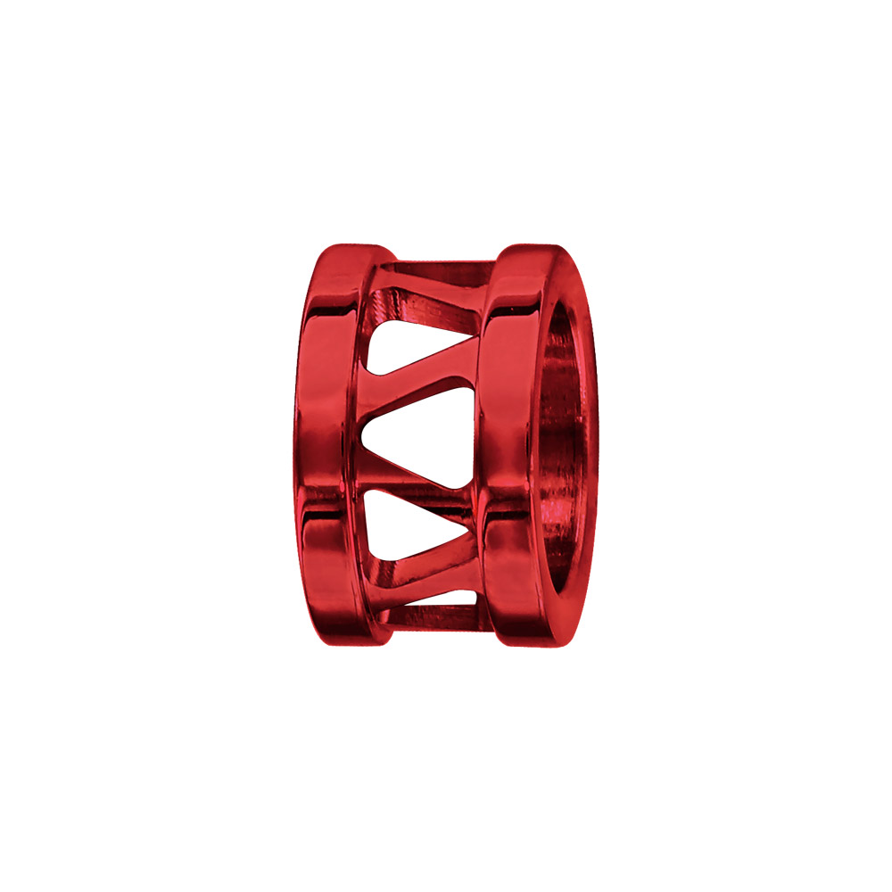 Charms Thabora grand modèle pour homme en acier et aluminium anodisé rouge brillant anneau ajouré