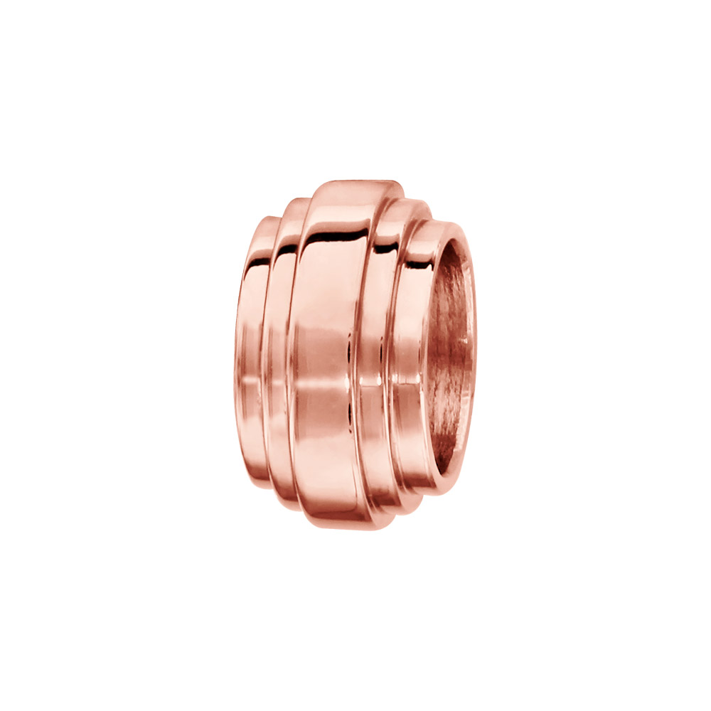 Charms Thabora grand modèle pour homme en acier et PVD rose forme godron