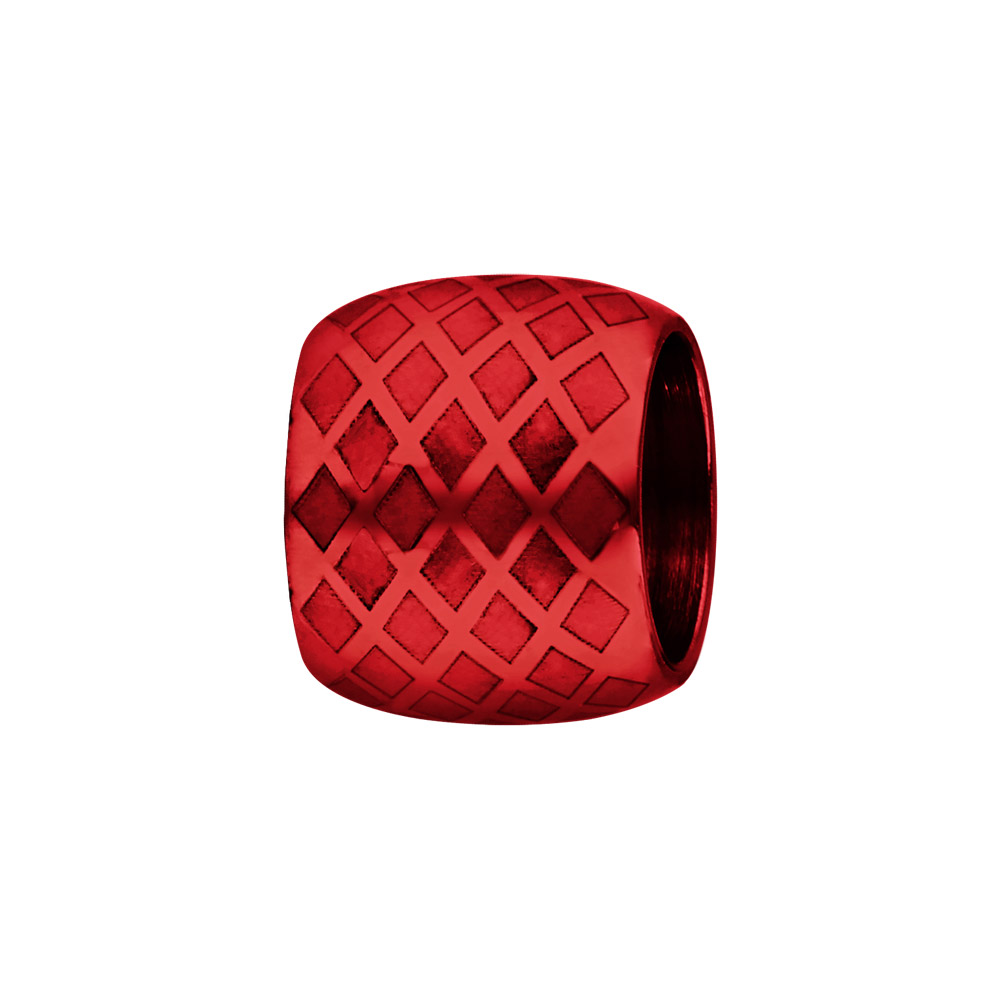 Charms Thabora grand modèle pour homme en acier et aluminium anodisé rouge brillant forme tube quadrillage