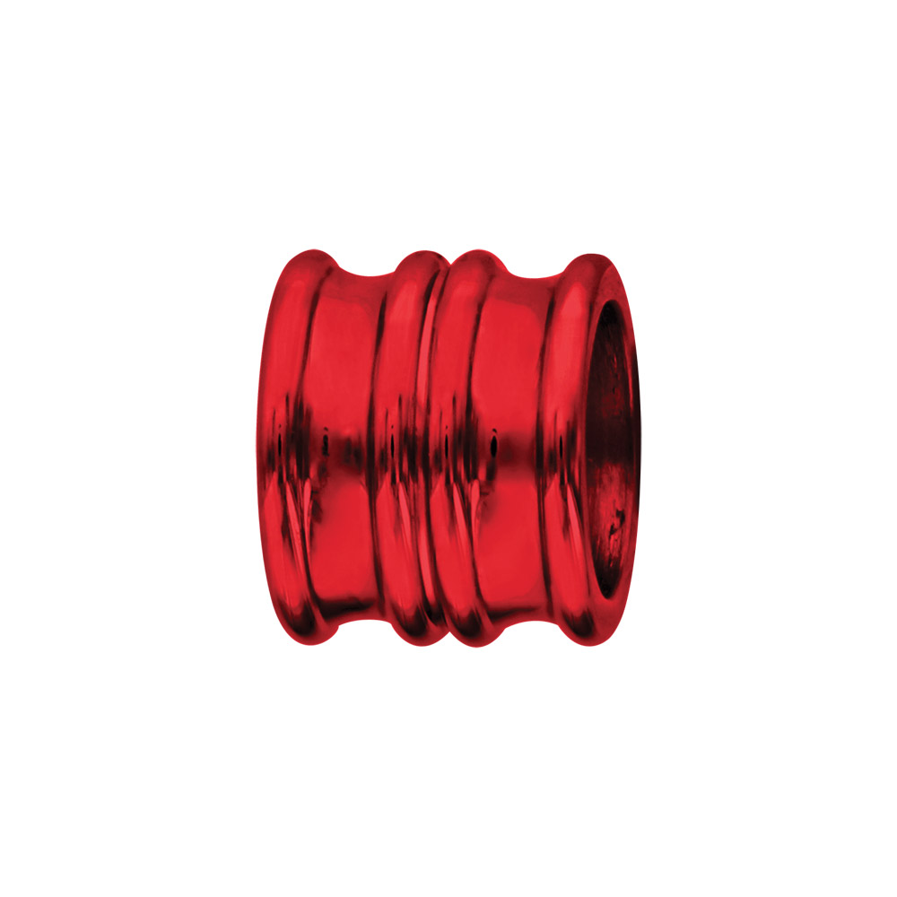 Charms Thabora grand modèle pour homme en acier et aluminium anodisé rouge brillant forme double anneaux