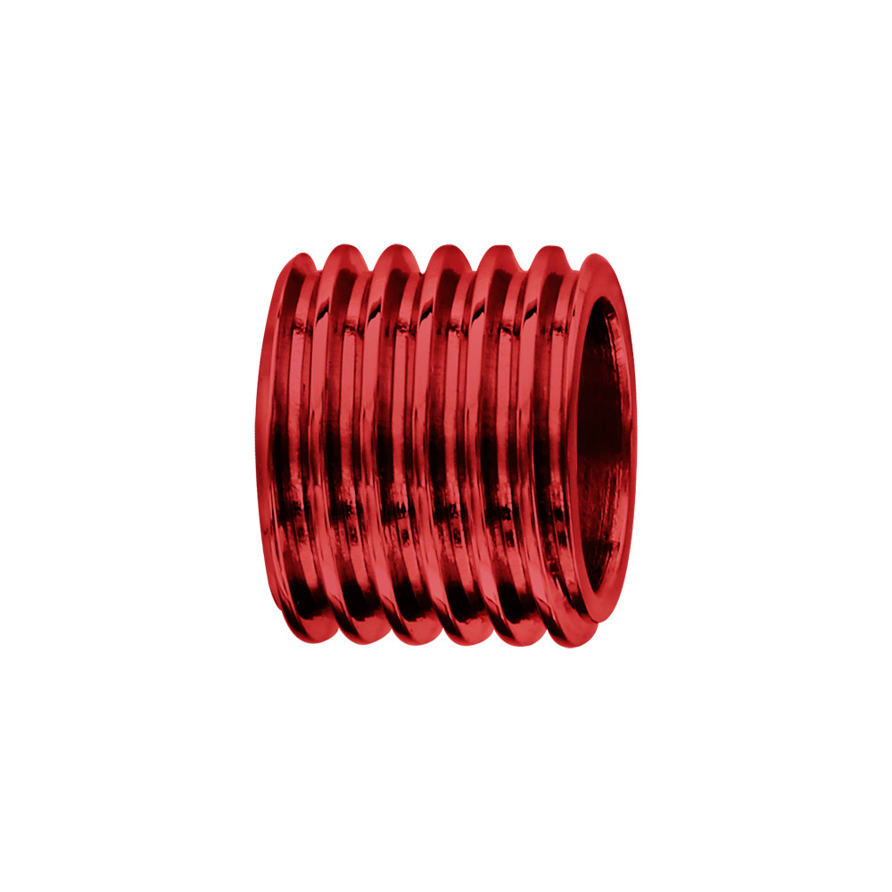 Charms Thabora grand modèle pour homme en acier et aluminium anodisé rouge brillant forme tube motif rainures Charms Thabora grand modèle pour homme en acier et aluminium anodisé rouge brillant forme tube motif rainures