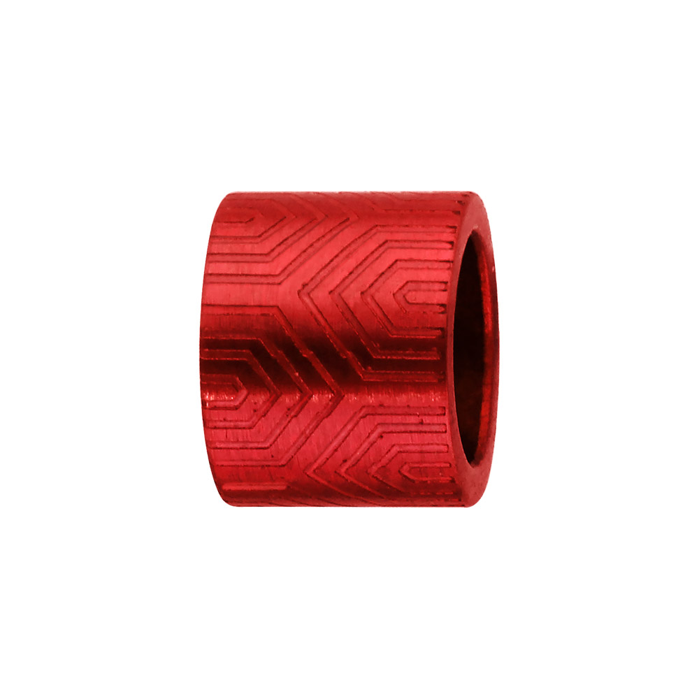 Charms Thabora grand modèle pour homme en acier et aluminium anodisé rouge brillant forme tube motif aztèque Charms Thabora grand modèle pour homme en acier et aluminium anodisé rouge brillant forme tube motif aztèque
