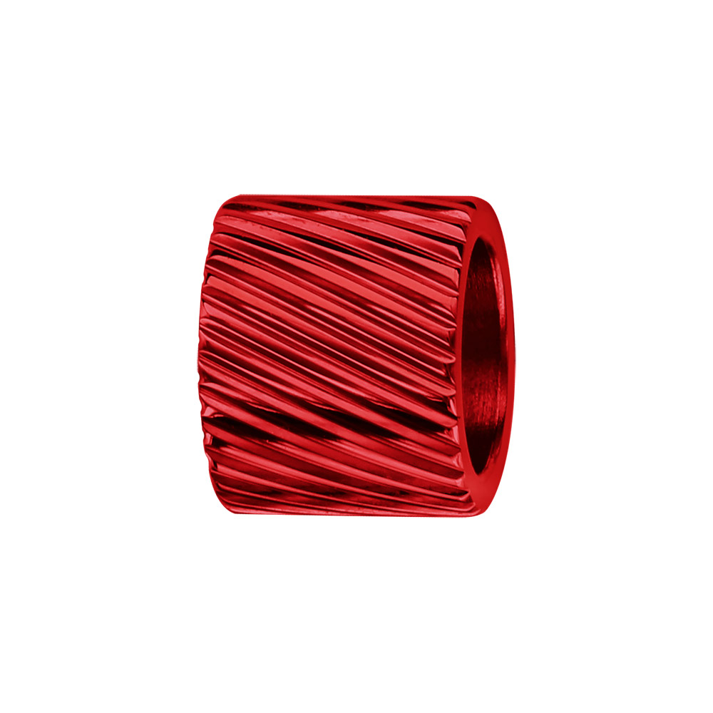 Charms Thabora grand modèle pour homme en acier et aluminium anodisé rouge brillant forme tube strié