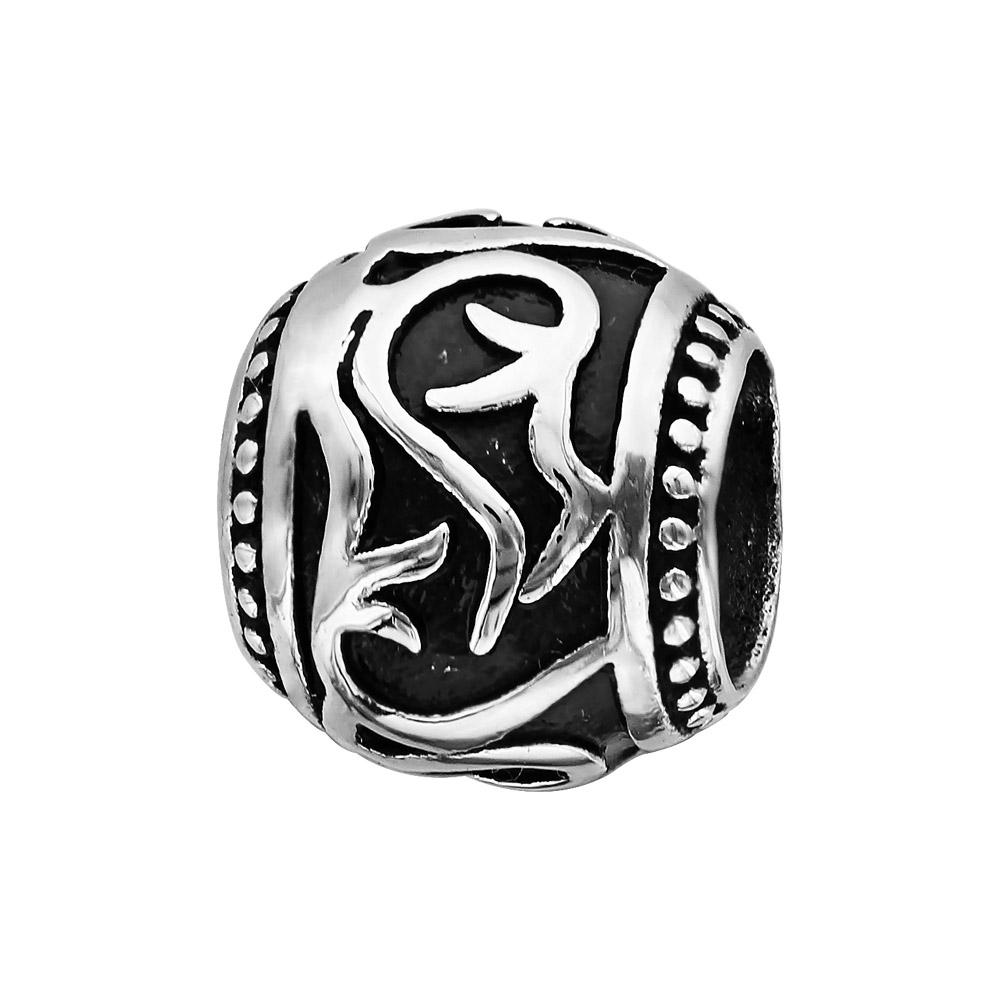 Charms Thabora grand modèle pour homme en acier boule motif tribal patinée