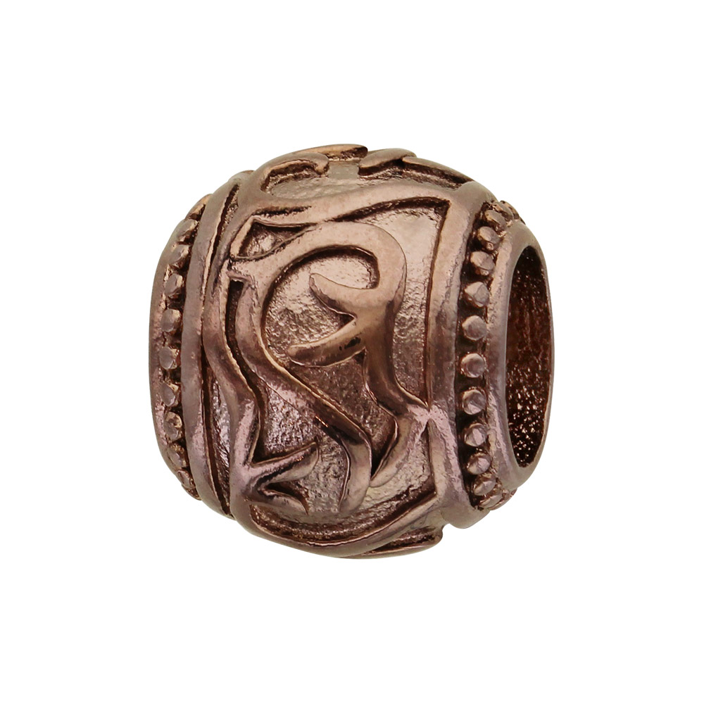 Charms Thabora grand modèle pour homme en acier et PVD marron boule motif tribal