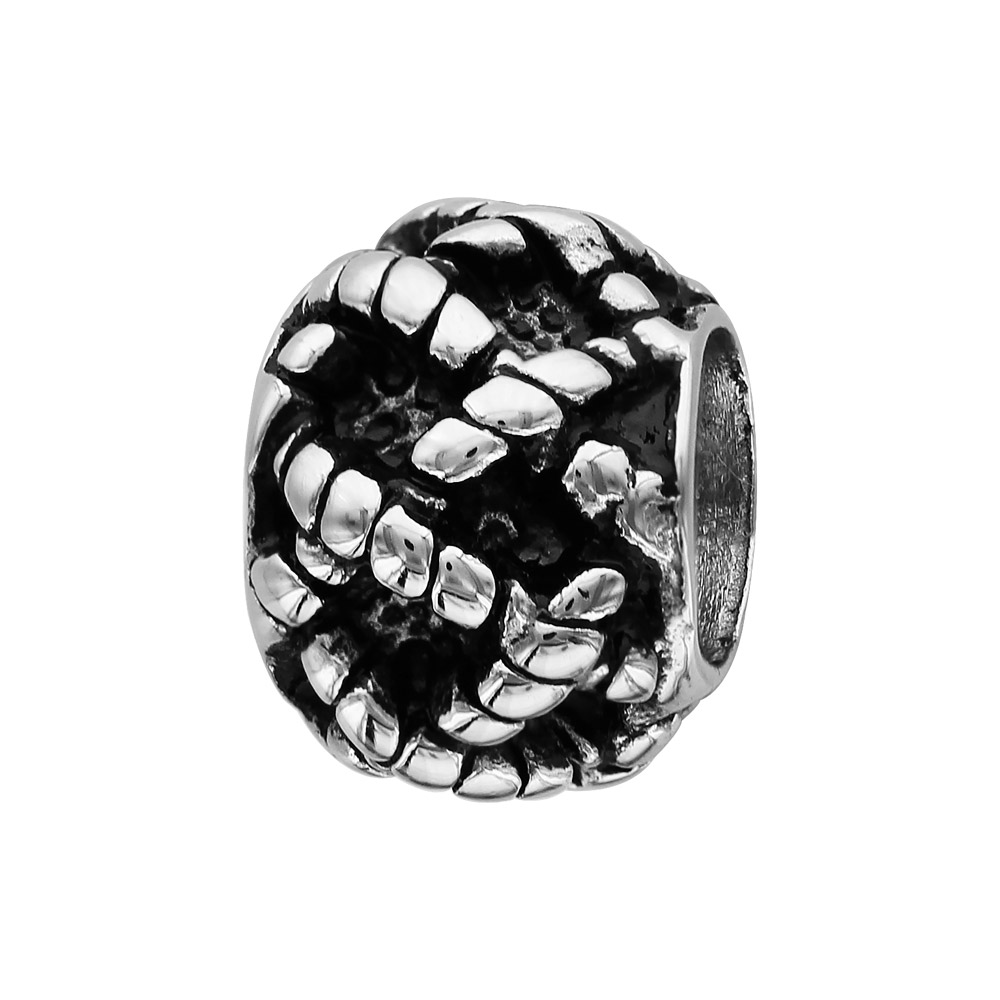Charms Thabora grand modèle pour homme en acier boule tressé relief patiné