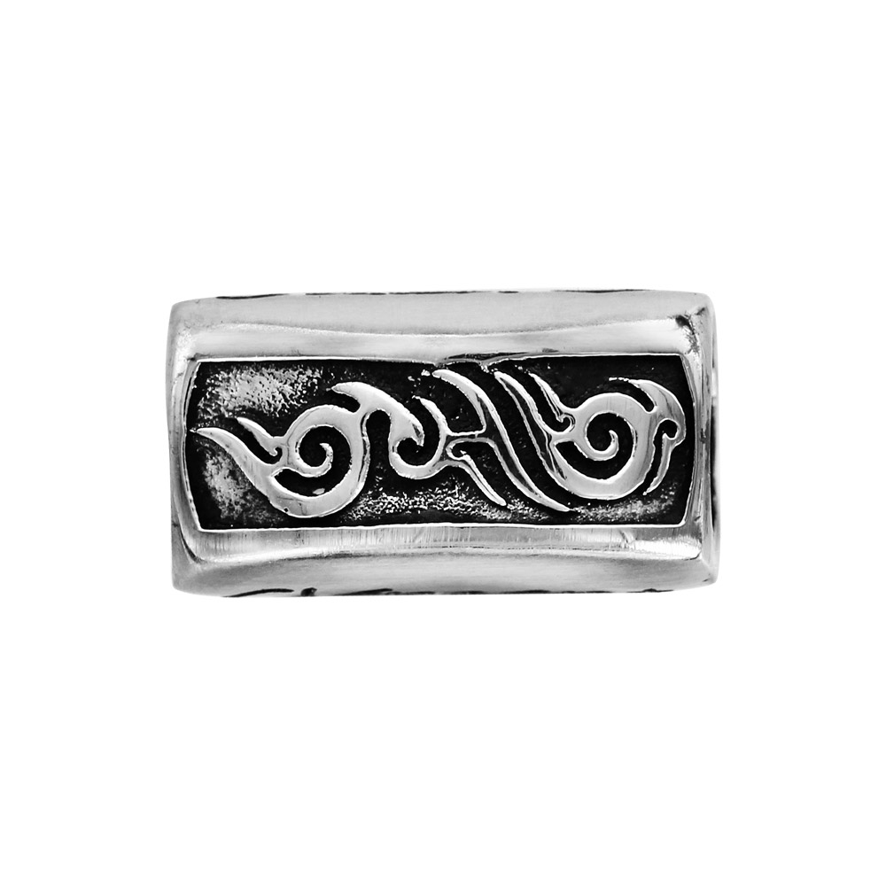 Charms Thabora grand modèle pour homme en acier rectangulaire patiné motif tribal