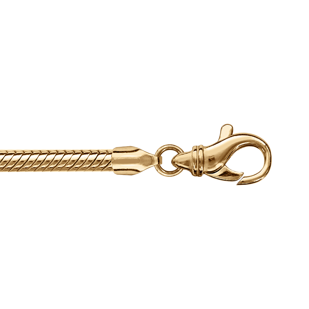 Bracelet en vermeil chaîne tube serpent pour coulissant - 17cm mousqueton