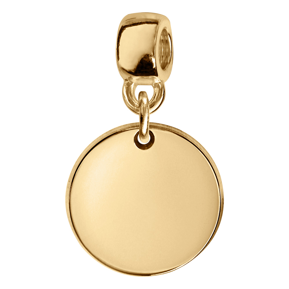 Charms coulissant en vermeil rond 17mm  à graver