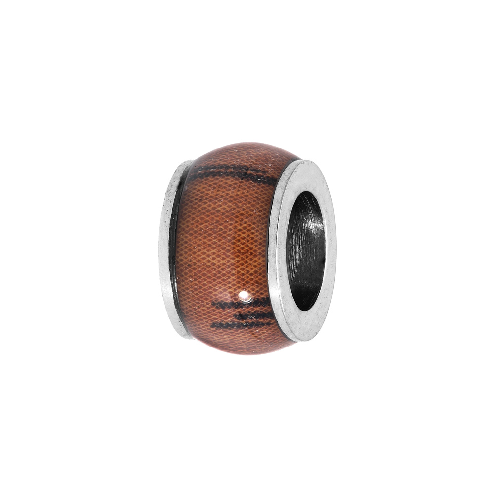 Charms Thabora médium en acier forme tonneau aspect bois foncé