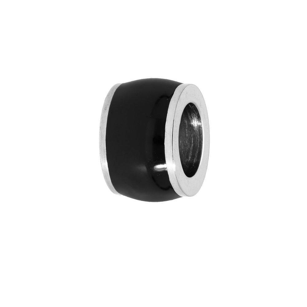Charms Thabora médium en acier forme tonneau aspect bois noir