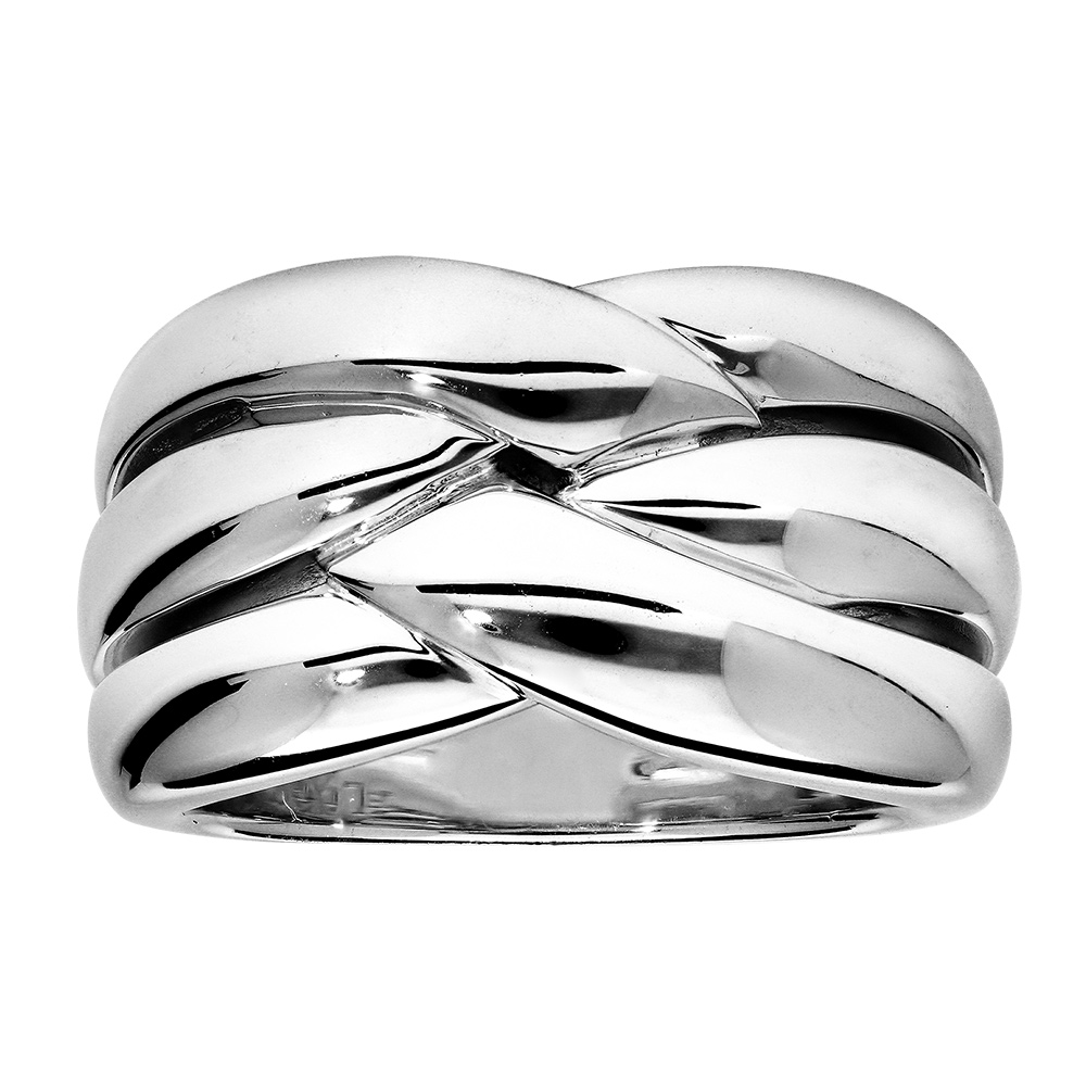 Bague Elixès en argent massif 3 brins croisés