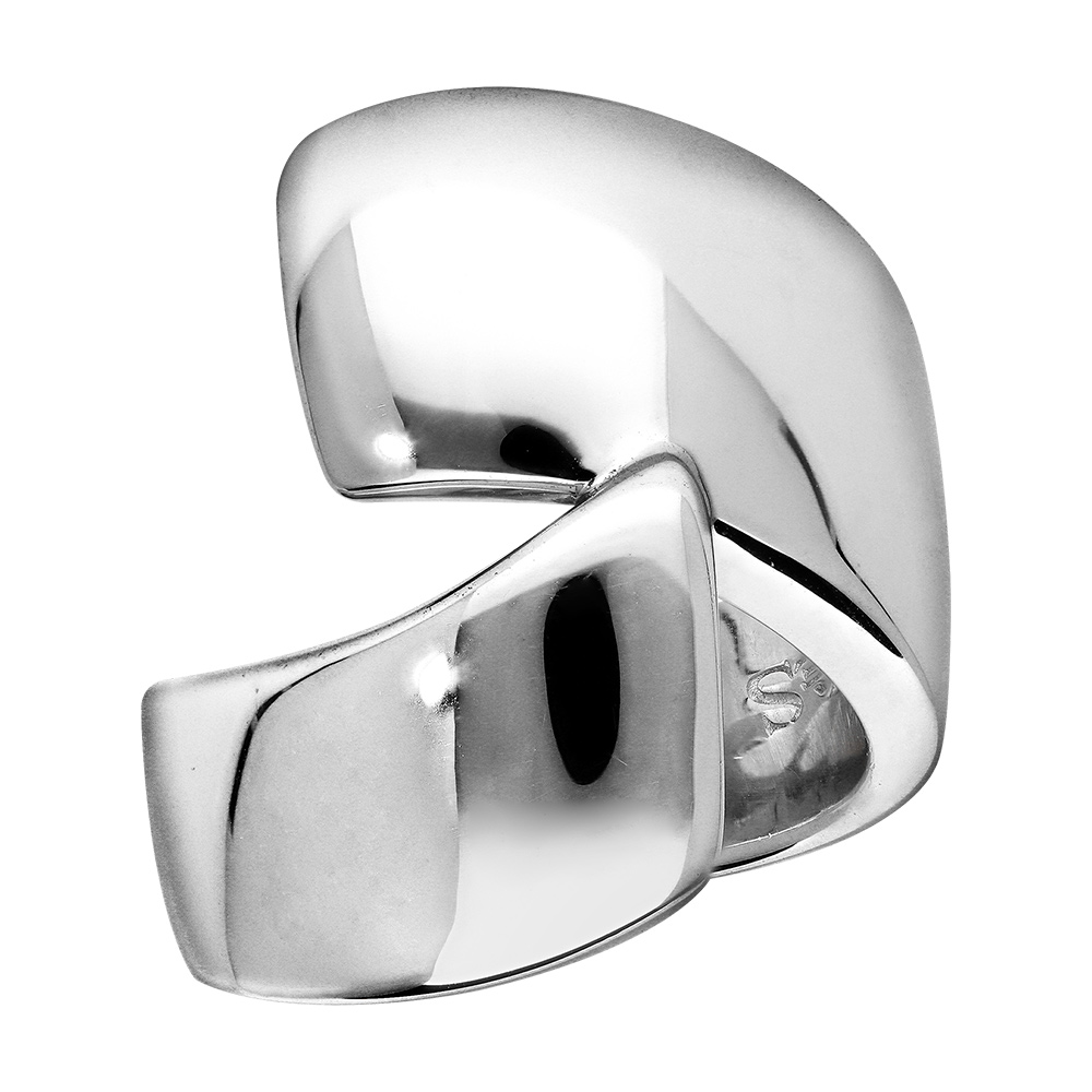 Bague Elixès en argent massif rhodié 2 rubans superposés