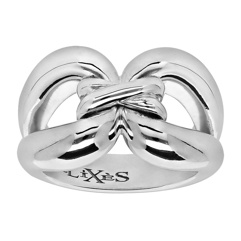Bague Elixés en argent rhodié nœud double lien
