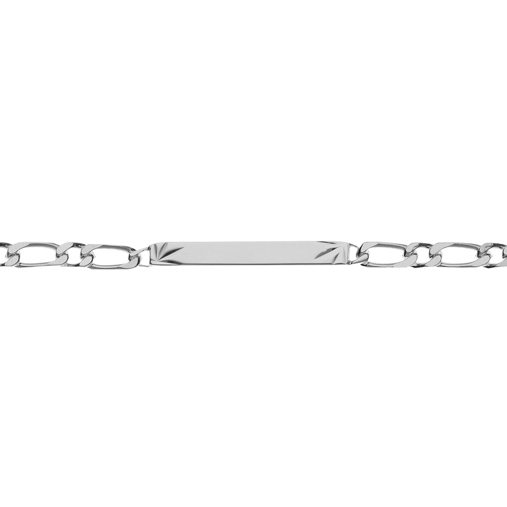 Gourmette en argent maille figaro 1+1 avec diamantage �toil� dans 2 angles - largeur 4mm et longueur 18cm - Vue 2