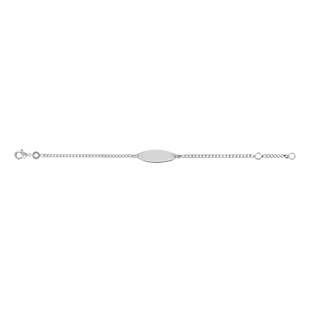 Gourmette pour b�b� en argent maille serr�e avec plaque ovale - largeur 2mm et longueur 13cm + 2cm de rallonge - Vue 2