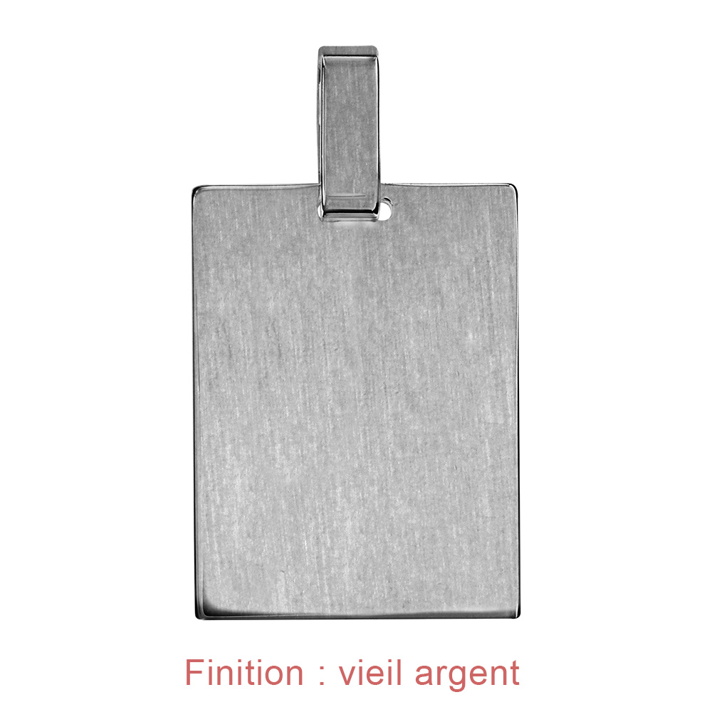 Pendentif en argent plaque G.I. rectangulaire � graver - dimensions 19mm X 25mm - plaque prestige - Vue 2